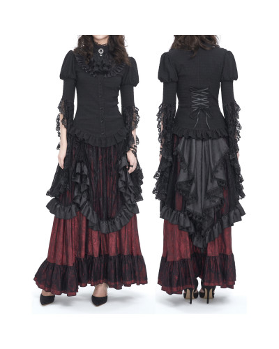 Falda Roja y Negra Elegante