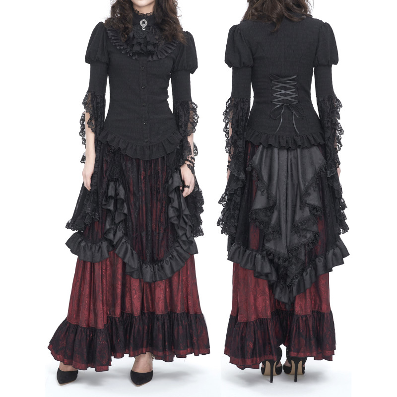 Elegant Red and Black Skirt