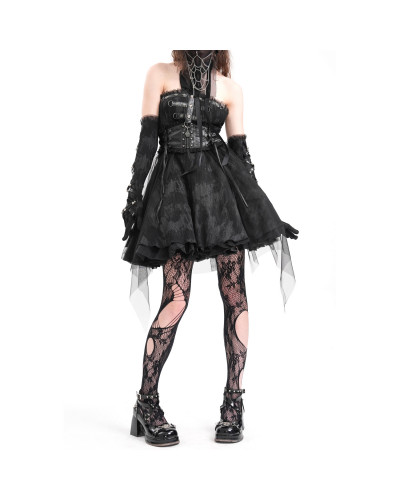 Vestido Corto con Polipiel