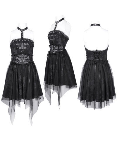 Vestido Corto con Polipiel