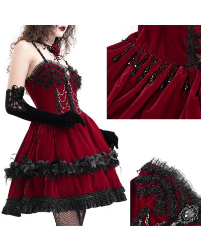 Vestido Rojo con Cadenas
