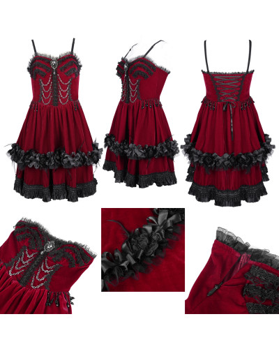 Vestido Rojo con Cadenas