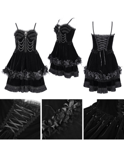 Vestido Negro con Cadenas