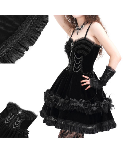 Vestido Negro con Cadenas