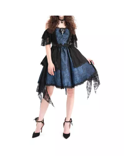 Blau-Schwarzes Kleid mit Kreuz der Devil Fashion-Marke für 129,90 €