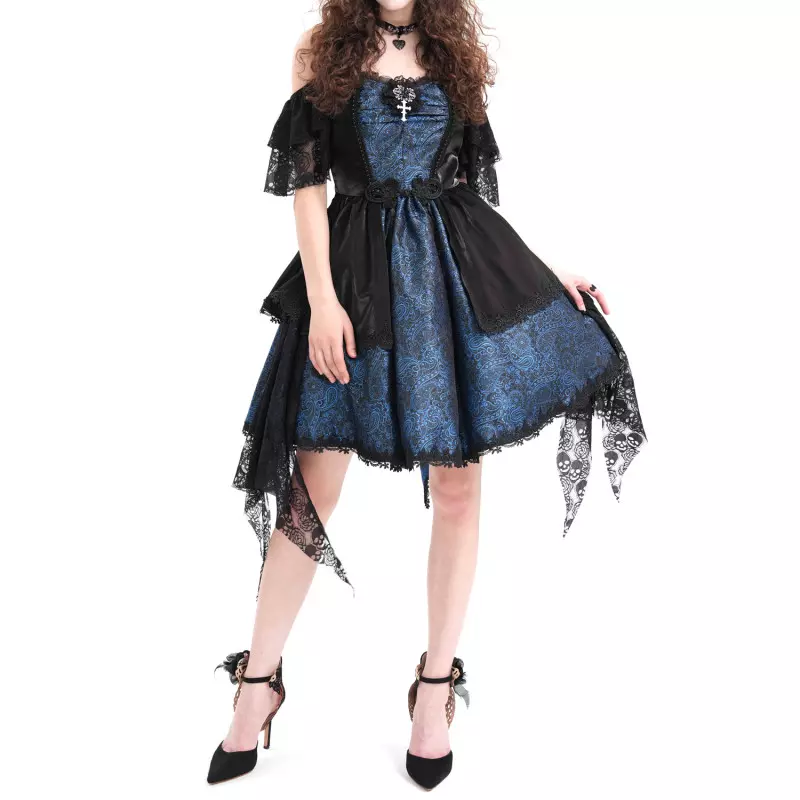 Blau-Schwarzes Kleid mit Kreuz der Devil Fashion-Marke für 115,00 €