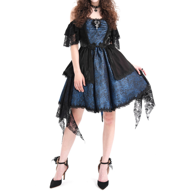 Blue and Black Dress with Cross