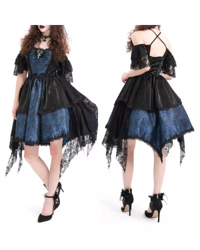 Blau-Schwarzes Kleid mit Kreuz der Devil Fashion-Marke für 129,90 €