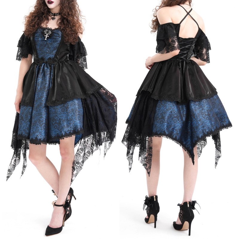 Blue and Black Dress with Cross