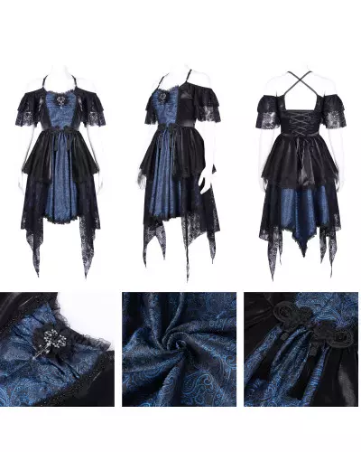 Blau-Schwarzes Kleid mit Kreuz der Devil Fashion-Marke für 115,00 €