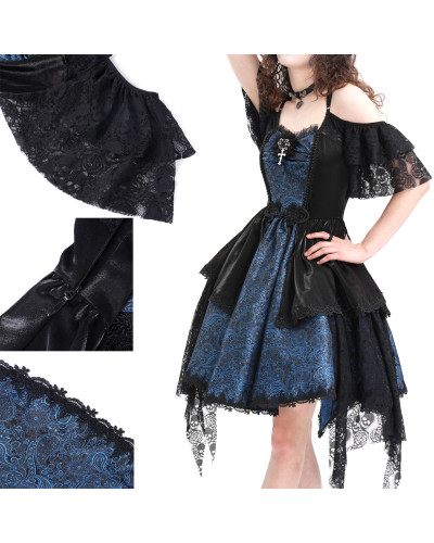 Blue and Black Dress with Cross