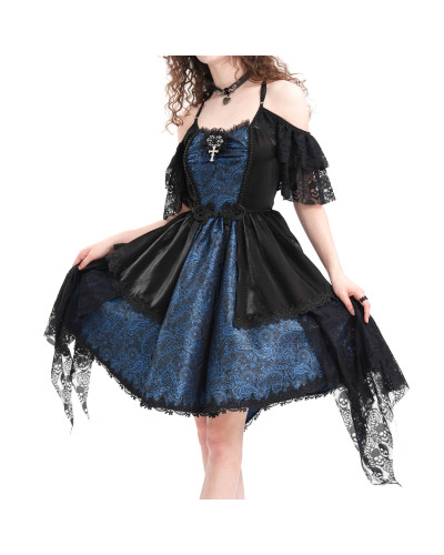 Blue and Black Dress with Cross