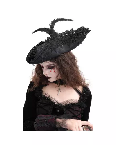 Chapeau avec Dentelle et Plumes de la Marque Devil Fashion à 55,90 €