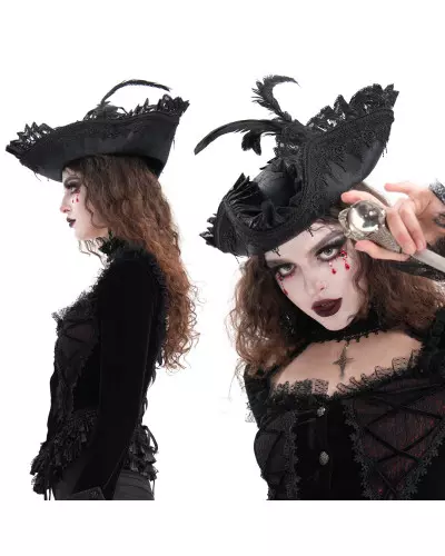 Chapeau avec Dentelle et Plumes de la Marque Devil Fashion à 55,90 €