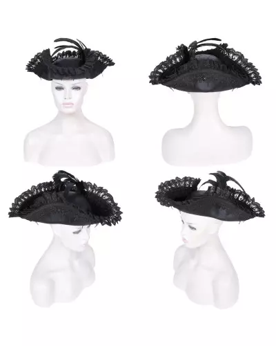 Chapeau avec Dentelle et Plumes de la Marque Devil Fashion à 55,90 €