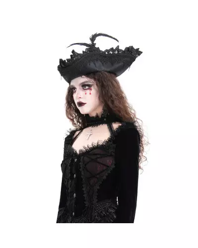 Chapeau avec Dentelle et Plumes de la Marque Devil Fashion à 55,90 €