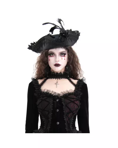 Chapeau avec Dentelle et Plumes de la Marque Devil Fashion à 55,90 €