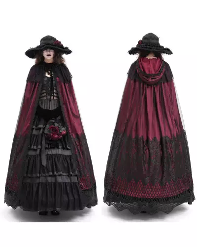 Cape Longue Rouge et Noire de la Marque Devil Fashion à 110,50 €