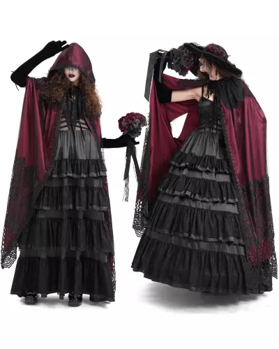 Red and Black Long Cape from Devil Fashion Brand at €110.50