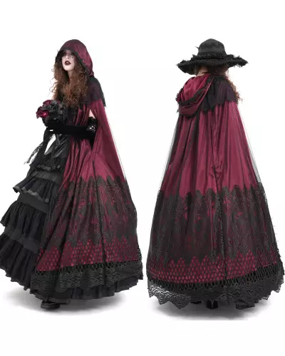 Red and Black Long Cape from Devil Fashion Brand at €110.50