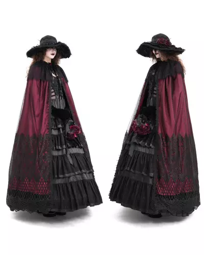 Cape Longue Rouge et Noire de la Marque Devil Fashion à 110,50 €