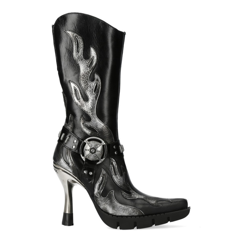 New Rock Ankle Boots with Flames