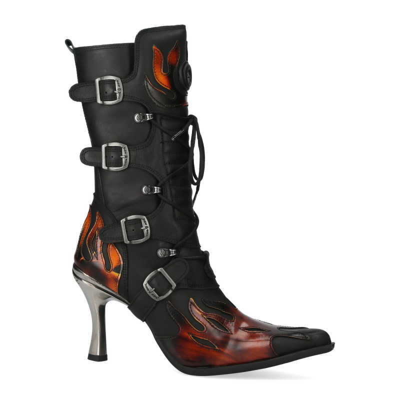 New Rock Boots with Flames and Buckles