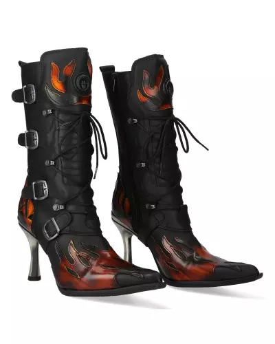 Bottes New Rock avec Flammes et Boucles