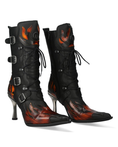 New Rock Boots with Flames and Buckles