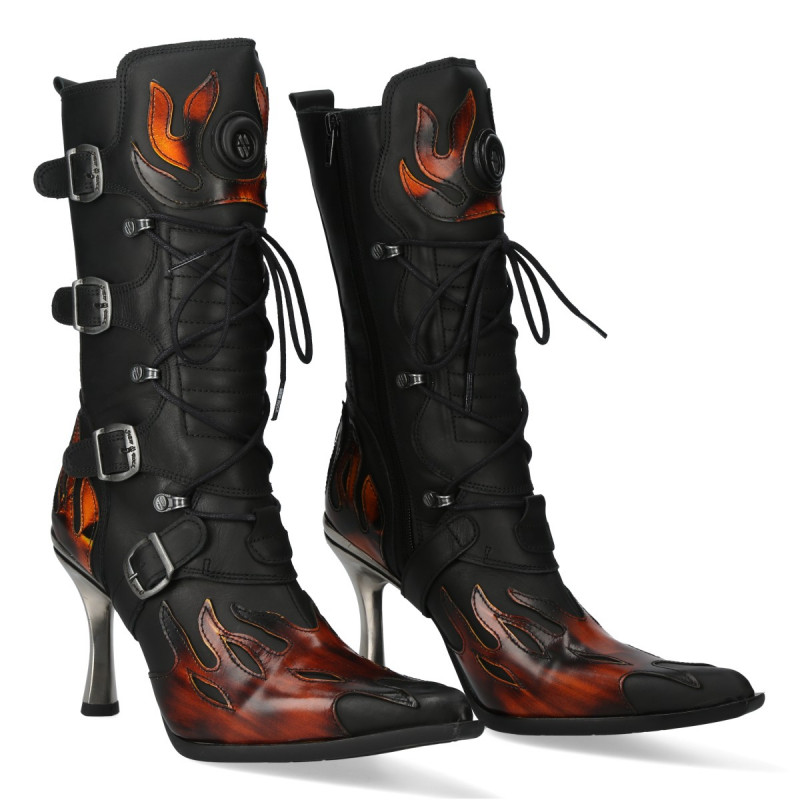 New Rock Boots with Flames and Buckles