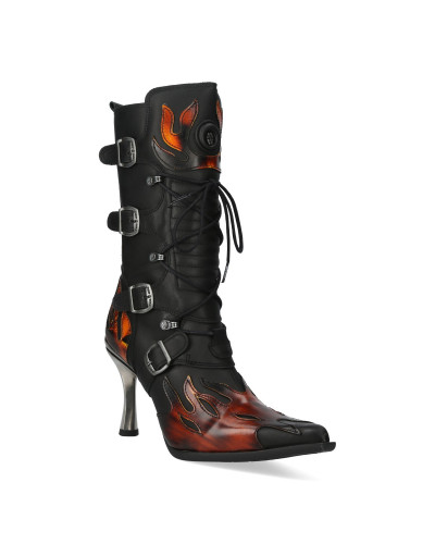 New Rock Boots with Flames and Buckles