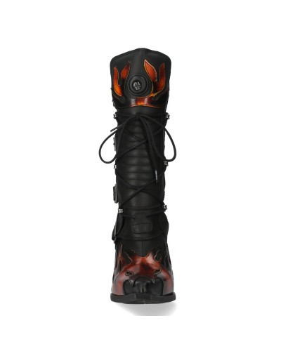 New Rock Boots with Flames and Buckles