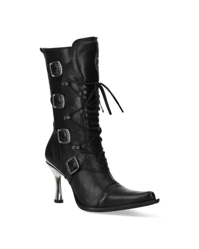 Black New Rock Boots with Metallic Heels from New Rock Brand at €225.00