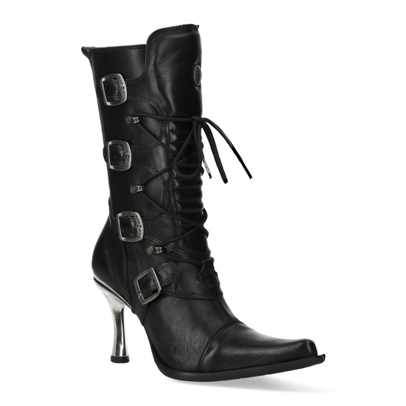 Botas New Rock Negras con Tacón Metálico