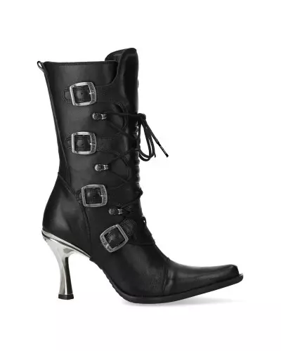 Black New Rock Boots with Metallic Heels from New Rock Brand at €225.00