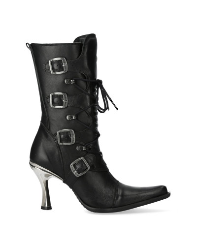 Botas New Rock Negras con Tacón Metálico