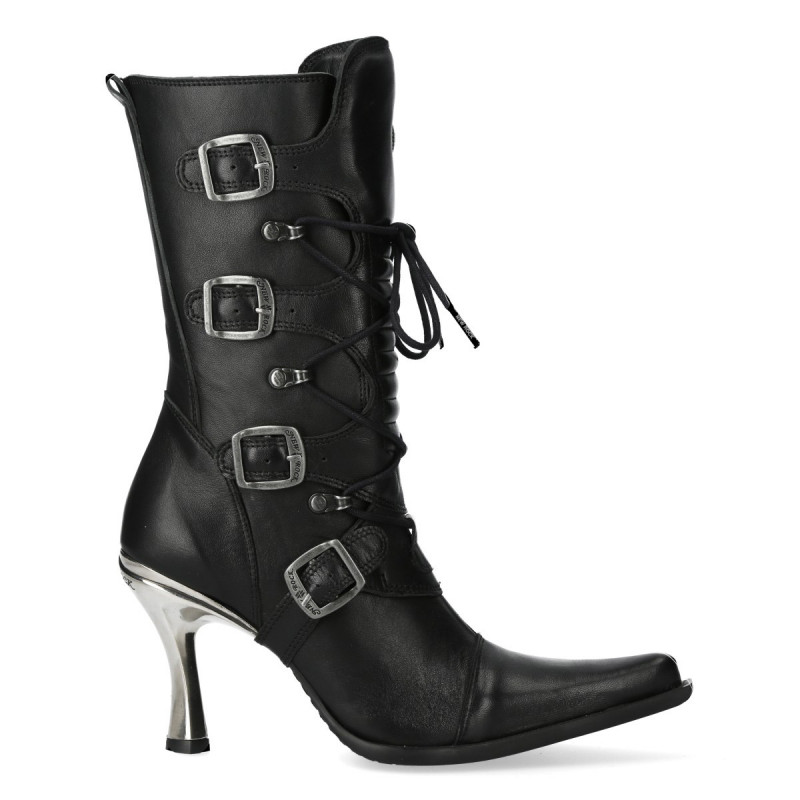 Black New Rock Boots with Metallic Heels