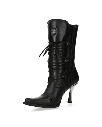 Botas New Rock Negras con Tacón Metálico