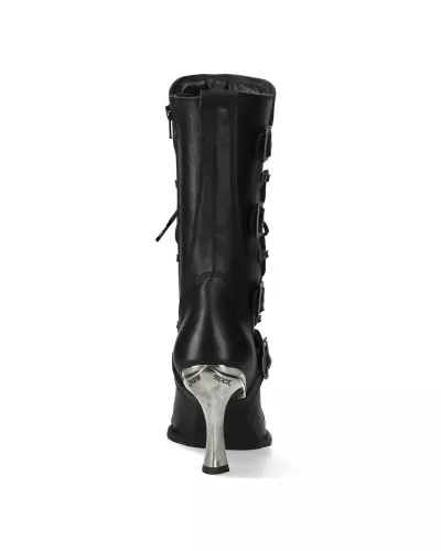 Black New Rock Boots with Metallic Heels from New Rock Brand at €225.00