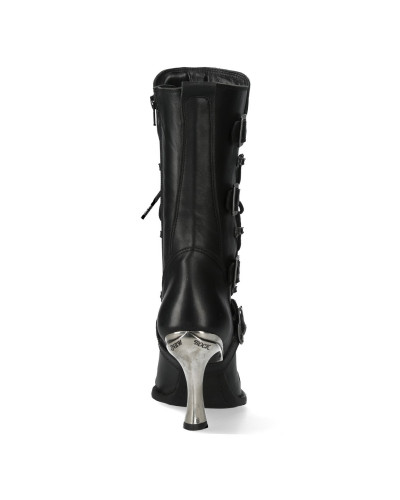 Botas New Rock Pretas com Saltos Metálicos