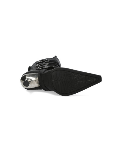 Schwarze New Rock Stiefel mit Metallic-Absätzen