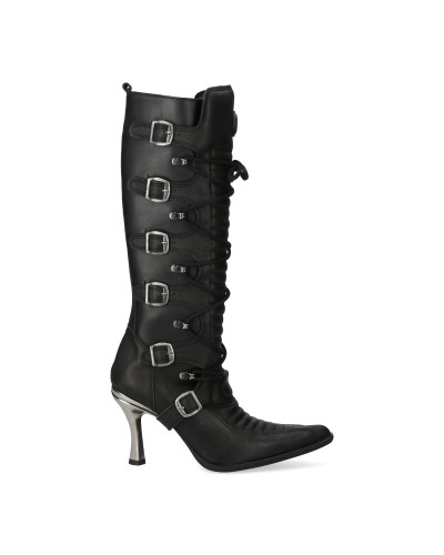 Botas New Rock Negras con Tacón Metálico