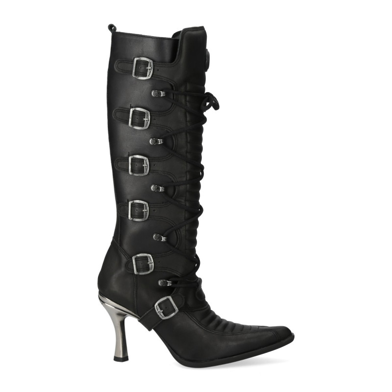 Black New Rock Boots with Metallic Heels