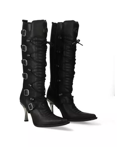 Black New Rock Boots with Metallic Heels from New Rock Brand at €259.00