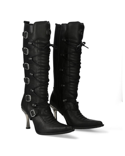 Botas New Rock Negras con Tacón Metálico