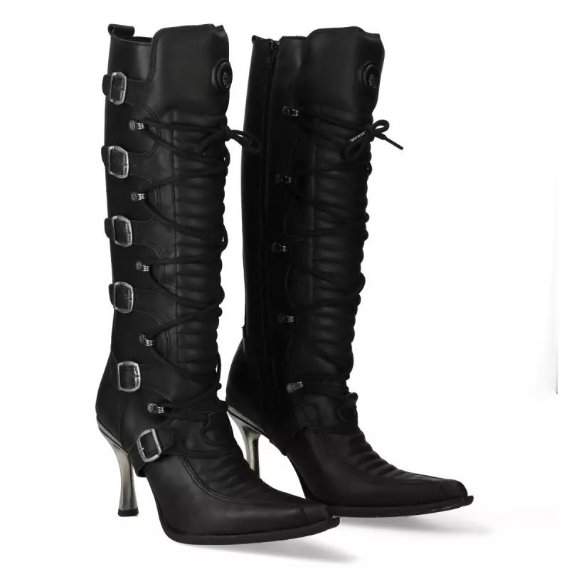 Black New Rock Boots with Metallic Heels from New Rock Brand at €259.00