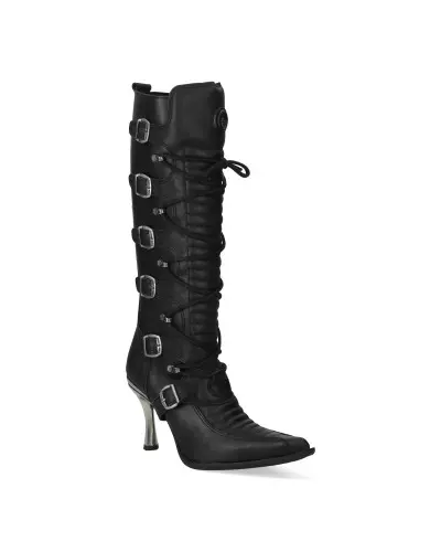 Black New Rock Boots with Metallic Heels from New Rock Brand at €259.00