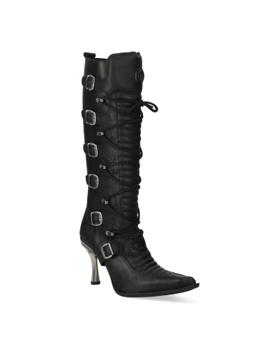 Botas New Rock Negras con Tacón Metálico