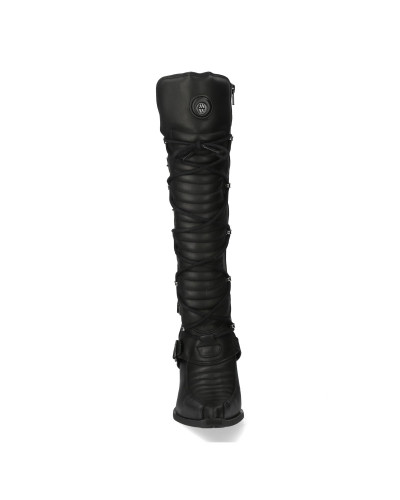 Schwarze New Rock Stiefel mit Metallischen Absätzen