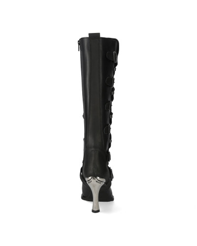 Black New Rock Boots with Metallic Heels